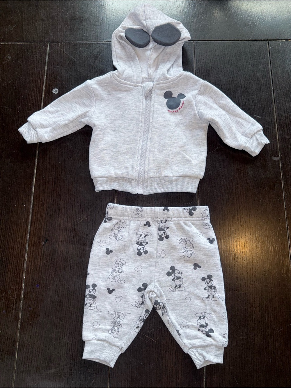 Disney Light Gray Mickey Mouse Hoodie & Jogger Set